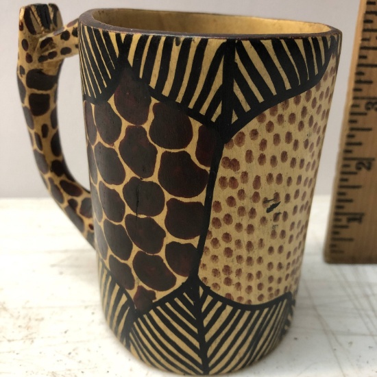 Hand Carved Giraffe Coffee Mug
