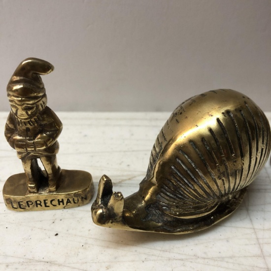 Brass Leprechaun Paper Weight and Snail Paper Weight Sun Products- Taiwan