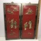 Pair of Oriental Carved Mother-of-Pearl Geisha Girls Wooden Wall Hangings