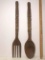 Vintage Totem Pole Hand Carved Fork & Spoon Wall Hangings