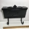 Vintage Black Metal Mailbox with Hooks