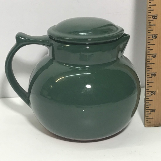 1994 Cupper Coffee Carafe Christian Ridge Pottery Green Lidded Coffee Carafe