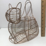 Copper Tone Cat Egg Basket