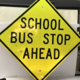 Large Metal “SCHOOL BUS STOP AHEAD” Street Sign