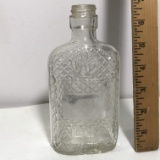 Vintage Clear Glass 1/2 Pint Bottle with Diamond Pattern N. W. L.