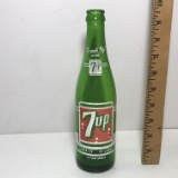 Green Glass 7 up Soda Bottle