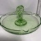 Vintage Vaseline Glass Tidbit Tray with Heart Shaped Handle