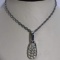 Signed Sarah Coventry Silver Tone Pendant with Clear Stones on Silver Tone Chain