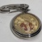 Silver Tone Bloomies Fossil Santa Clause Snow Globe Pocket Watch
