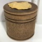 Small Round Wooden Trinket Box with Gold Toned Leaf Decoration