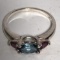 Sterling Silver Ring with Blue and Pink Stones