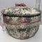Handmade Sewing Basket with Vintage Lace and Crocheted Pieces