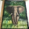 Vintage Oil elephant Painting on Very Old Canvas