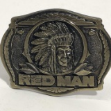 Red Man Brass Belt Buckle
