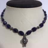 Sterling Silver & Purple Beaded Necklace
