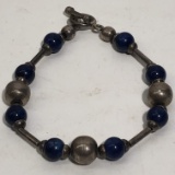 Sterling Silver & Blue Beaded Bracelet