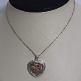 18k Gold Plate Over Sterling Silver Chain with Sterling Silver Heart Pendant in Original Box