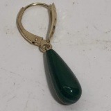 14k Gold Single Earring with Green Bead