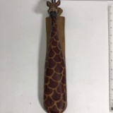 Hand Carved Wooden Giraffe Wall Plaque