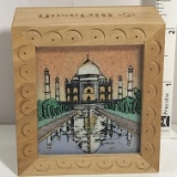 Wooden Handmade Gem Stone Taj Mahal Painted Paperweight