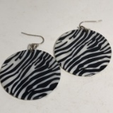 Pair of Zebra Striped Earrings From Shells