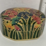 Vintage Floral Wooden Paper Mache Trinket Box