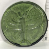 Vintage Green Glass Embossed Butterfly Paperweight