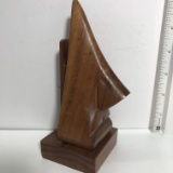Hand Carved Wooden Desk Paper weight and Business Card Holder