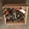 Hard Wood Box Full of Misc Hardware, Tools & Misc