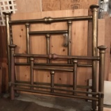 Antique Full Size Brass Headboard & Footboard on Casters