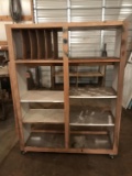 Wooden Rolling Cart with Shelves