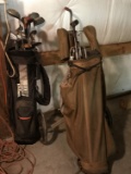 Large Lot of Golf Clubs & Bags