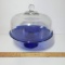 Vintage Blue Glass Lidded Cake Stand