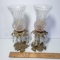 Vintage Ornate Brass Candle Holders with Prisms