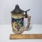 Vintage Ceramic Stein with Metal Lid