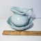 Vintage Blue USA Pottery Wash Stand Set