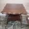 Vintage Square Oak Parlor Table with Glass Ball Feet