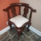 Vintage Ornate Wood Corner Chair with Carved Claw and Ball Feet