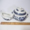 Vintage Blue Willow Soup Tureen and Gravy Boat