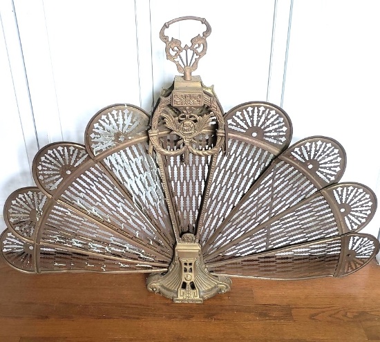 Vintage Peacock Fireplace Screen