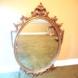 Vintage Shield Style Mirror with Ornate Gilt Frame