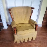Vintage Wood Upholstered Rocking Chair