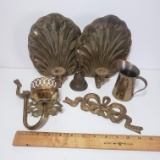 Vintage Brass Lot, Candle Sconces, Bell, and More