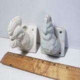 Vintage Porcelain Farmhouse Chicken and Rooster Apron Hooks