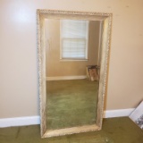 Tall Vintage Mirror with Antique White Ornate Frame