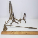 Vintage Brass Set, 3 Easels and Candle Snuffer