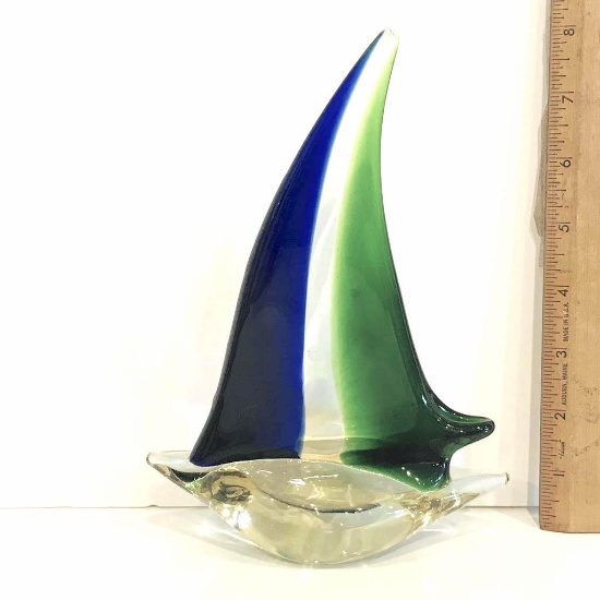 Pretty Art Glass Sailboat Figure