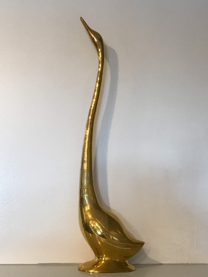 Extra Tall Brass Long Neck Bird Statue