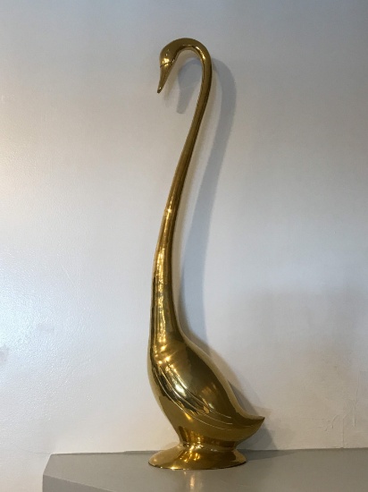 Extra Tall Brass Long Neck Bird Statue