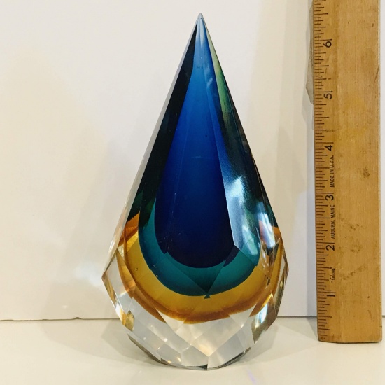 Beautiful Art Glass Tear Drop Shaped Paperweight/Figurine